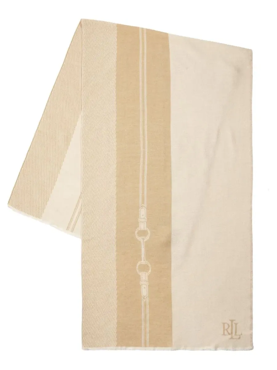 Палантин с жаккардовым узором Equestrian Jacquard Wrap Lauren Ralph Lauren — изображение 2 из 6, кремовый