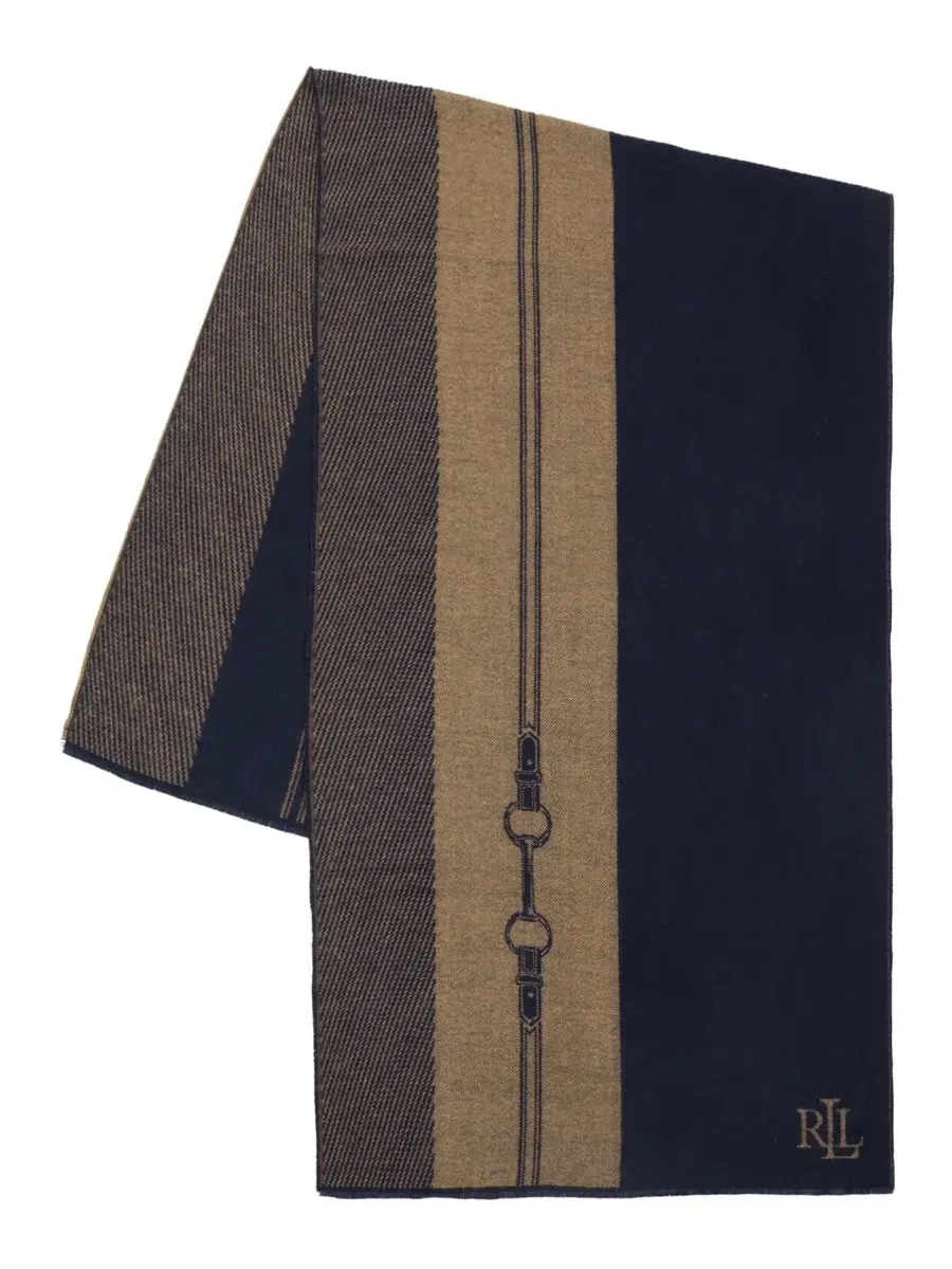 Шаль с жаккардовым узором, Equestrian Jacquard Wrap Lauren Ralph Lauren — изображение 2 из 5, темно-синий