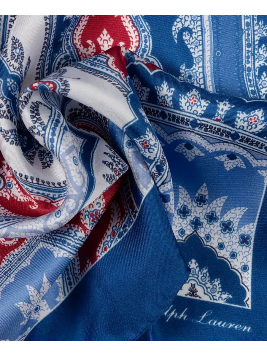 Небольшой квадратный шарф с узором «пейсли» Lauren Ralph Lauren — изображение 3 из 3, синий