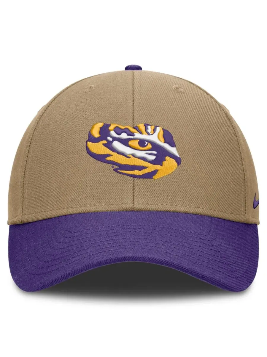 Бейсболка LSU Tigers Primetime Rise Dri-FIT с козырьком Nike — изображение 2 из 4, бежевый фиолетовый