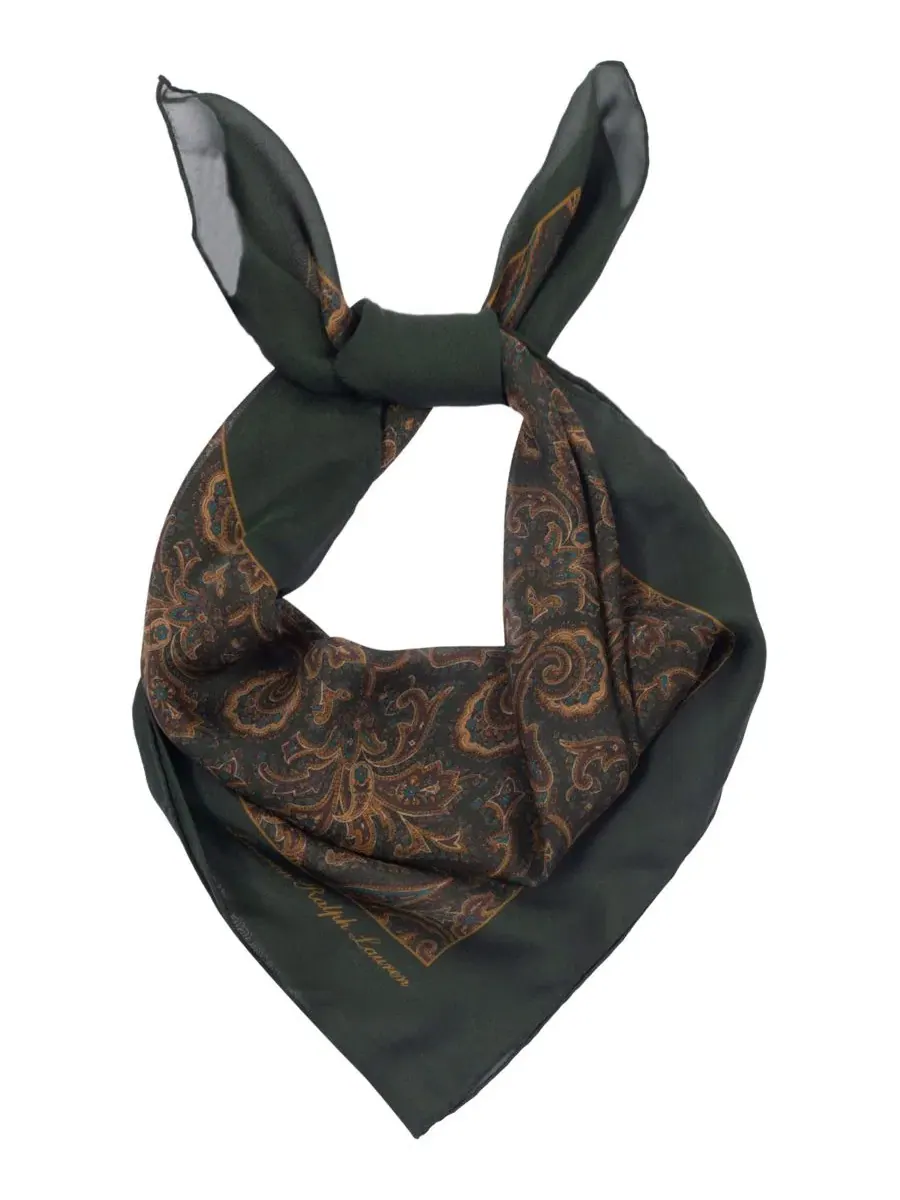 Шелковый платок с принтом Paisley Small Square Lauren Ralph Lauren — изображение 2 из 4, темный зеленый