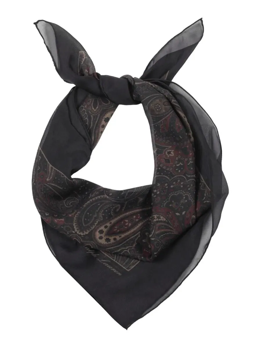 Шелковый платок с принтом пейсли Paisley Small Square Scarf Lauren Ralph Lauren — изображение 2 из 4, темно-синий