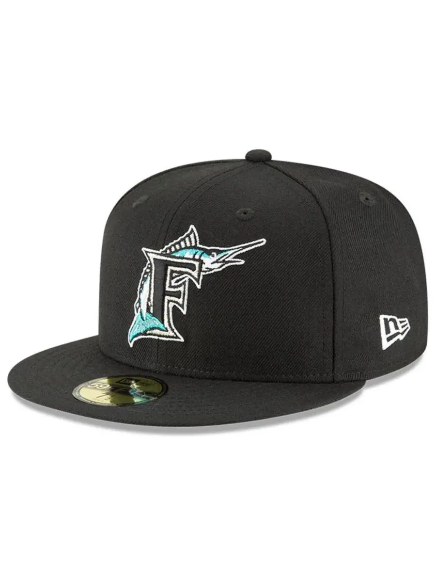 New Era Мужская черная шерстяная кепка Florida Marlins Cooperstown Collection 59FIFTY