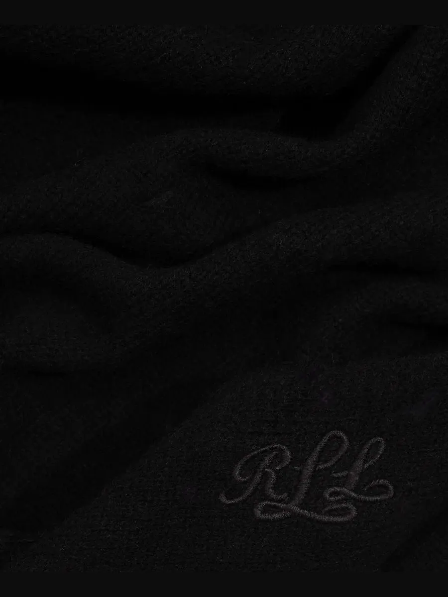 Шарф треугольный из шерсти с вышитым логотипом Lauren Ralph Lauren — изображение 3 из 5, черный
