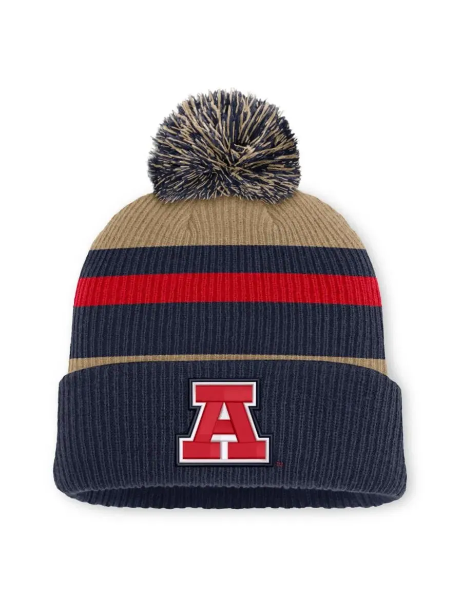 Шапка вязаная с помпоном, Legacy Striped Cuffed Knit Hat Nike
