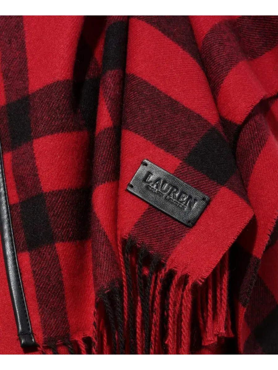 Плед-накидка с бахромой Lauren Ralph Lauren — изображение 3 из 3, красный/черный