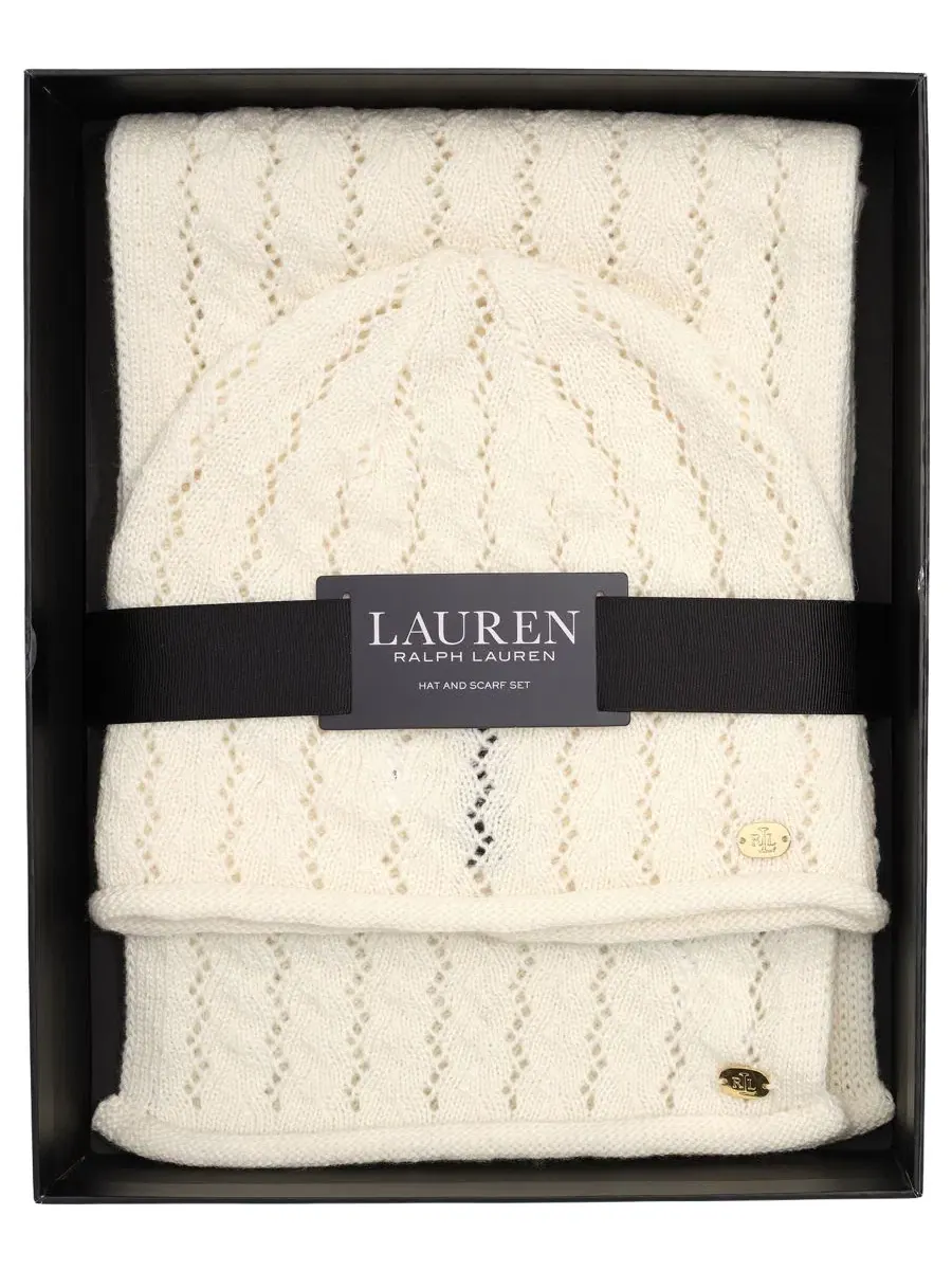Комплект из шапки и шарфа с вышивкой LRL Lauren Ralph Lauren