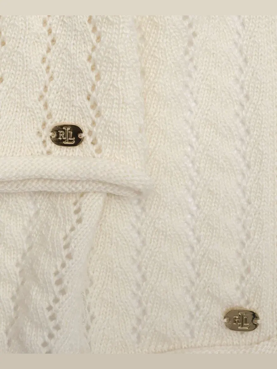 Комплект из шапки и шарфа с вышивкой LRL Lauren Ralph Lauren — изображение 4 из 4, бежевый