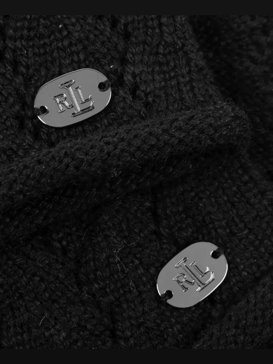 Комплект из шапки и шарфа с вышитым логотипом LRL Lauren Ralph Lauren — изображение 4 из 4, черный