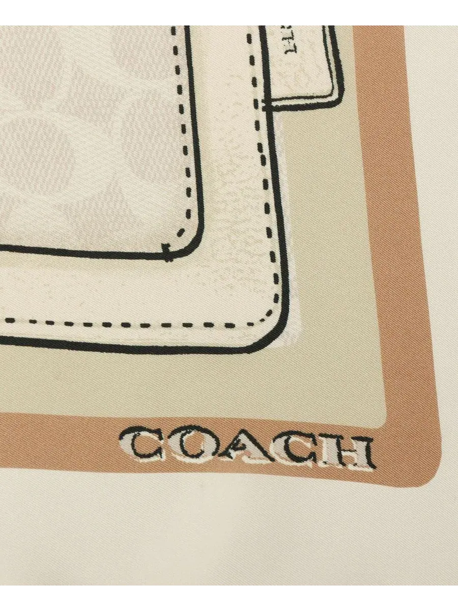 Женский шелковый квадратный шарф с многослойным принтом "табби" COACH — изображение 4 из 6, белый/мульти