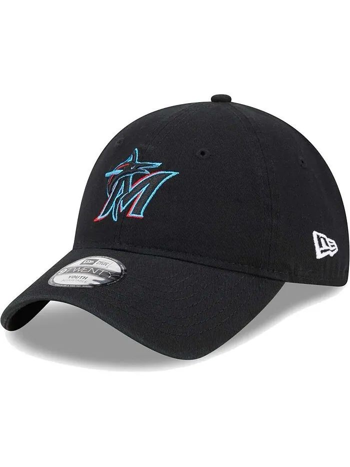 Черная Гибкая кепка Little Boys and Girls Miami Marlins Team 9Twenty New Era — изображение 1 из 5, черный