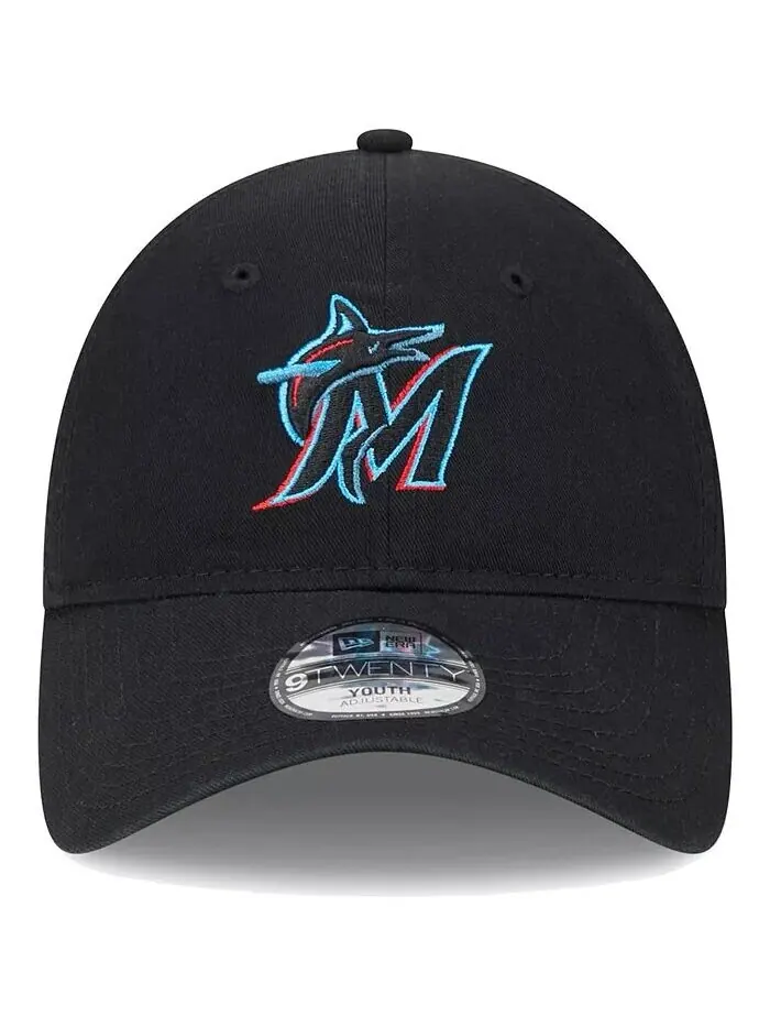 Черная регулируемая шапка Little Boys and Girls Miami Marlins Team 9TWENTY New Era — изображение 3 из 5