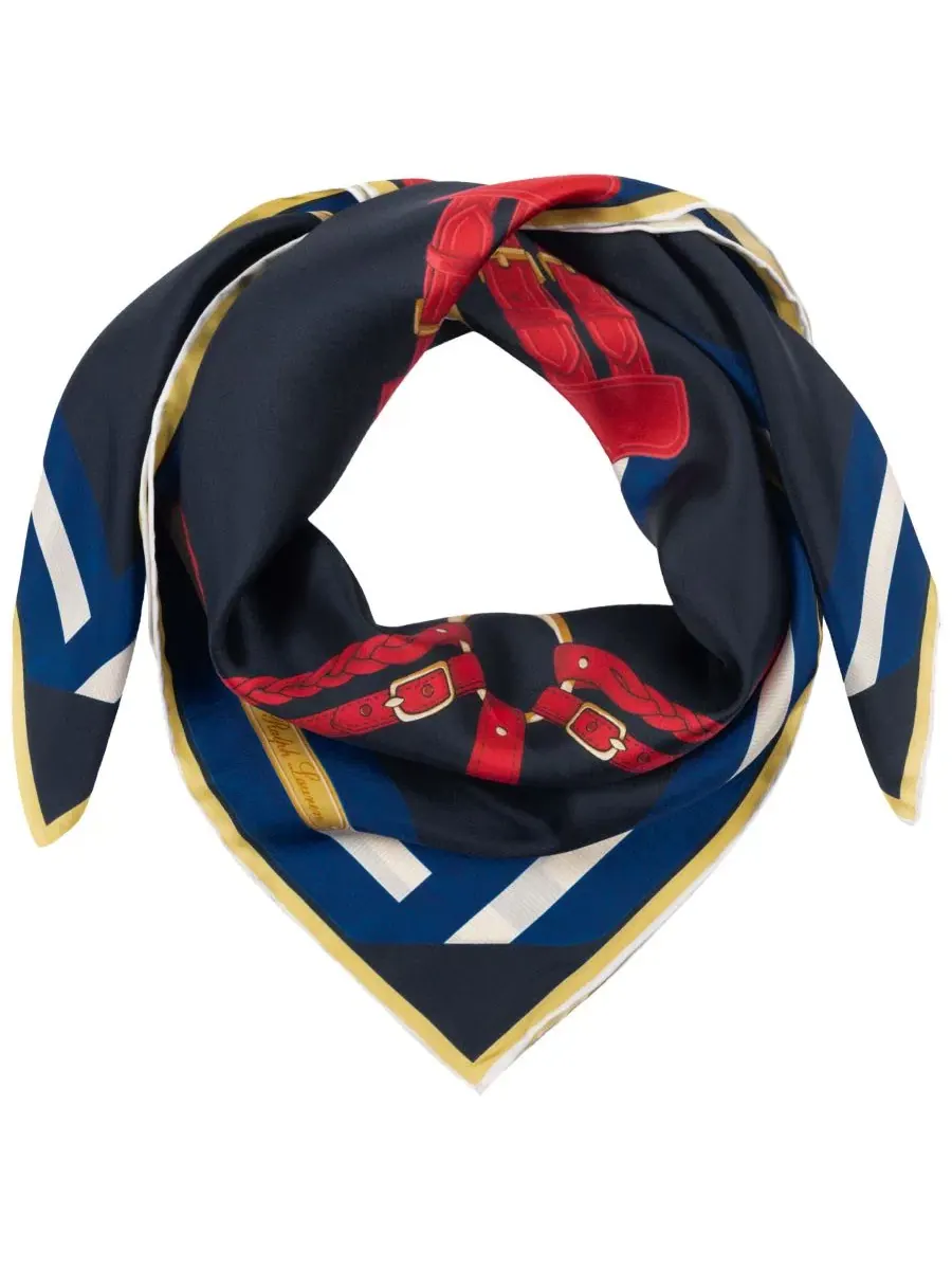 Шелковый платок с поясом, модель Belting Square Scarf Lauren Ralph Lauren — изображение 2 из 3, темно-синий