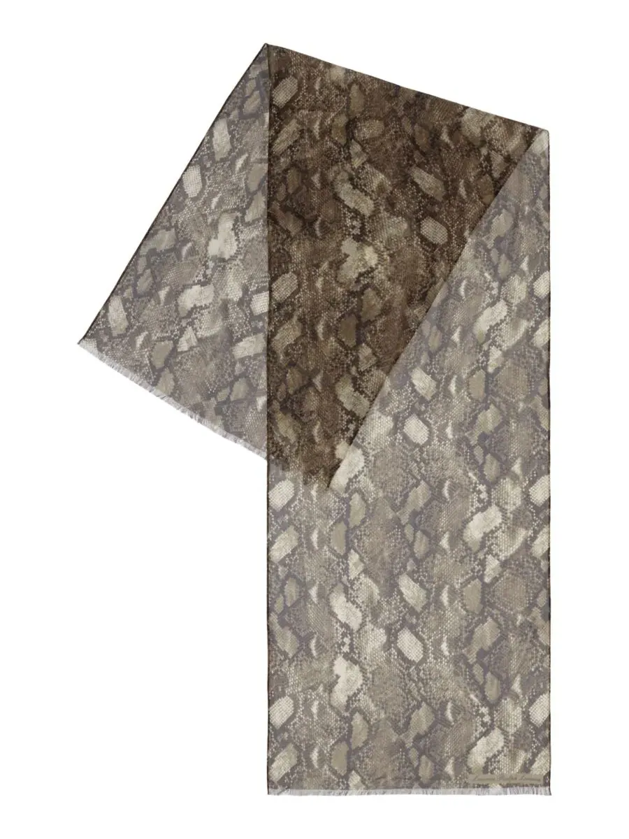 Шелковый шарф с абстрактным принтом, модель Abstract Silk Oblong Scarf Lauren Ralph Lauren — изображение 3 из 4, коричневый