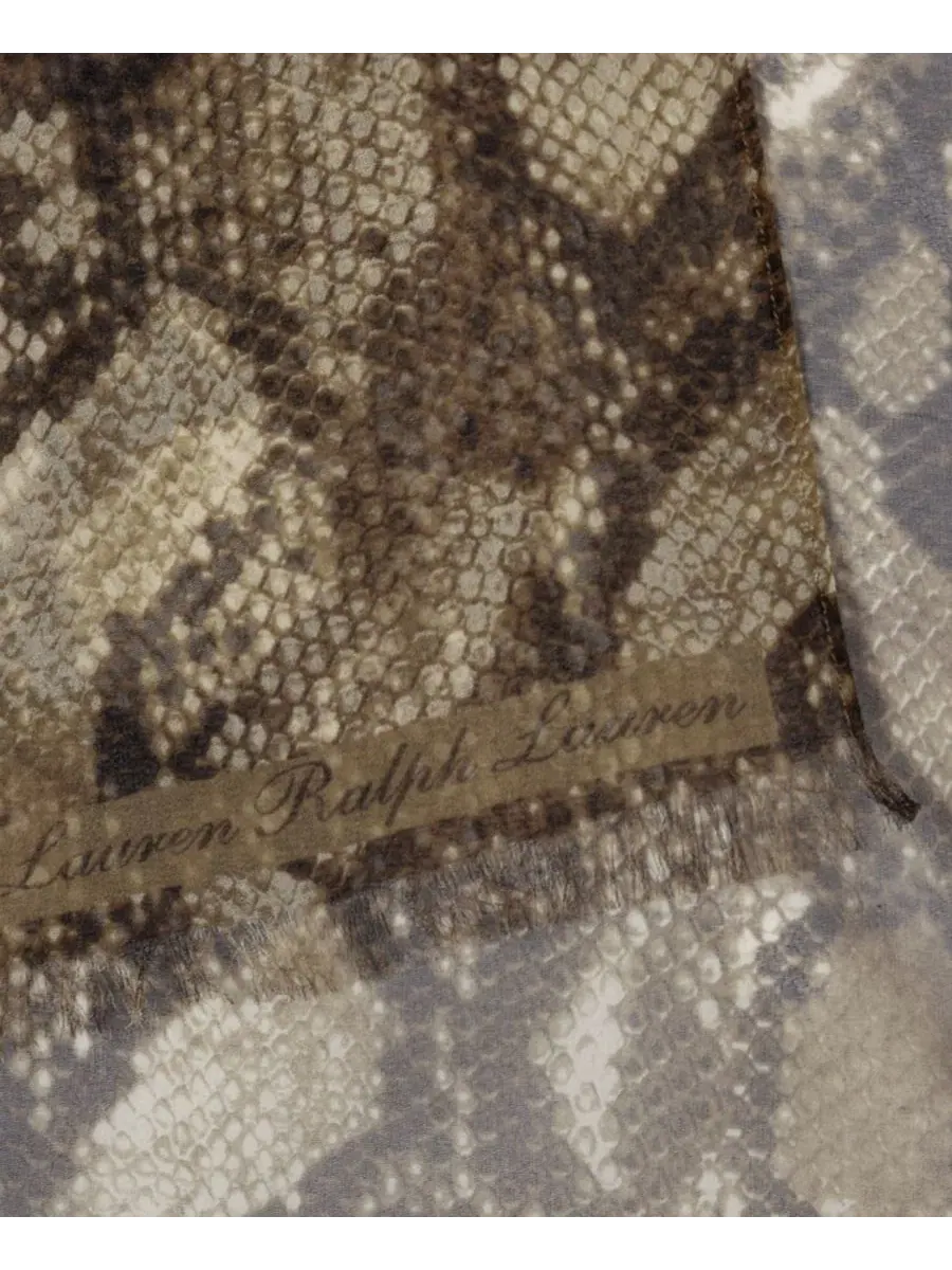 Шелковый шарф с абстрактным принтом, модель Abstract Silk Oblong Scarf Lauren Ralph Lauren — изображение 4 из 4, коричневый