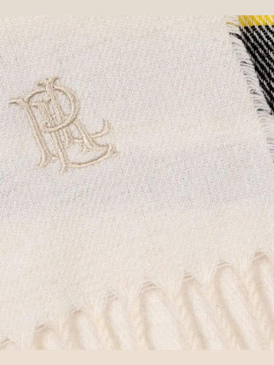 Шарф с принтом Exploded Plaid Merino Lauren Ralph Lauren — изображение 4 из 8, кремовый