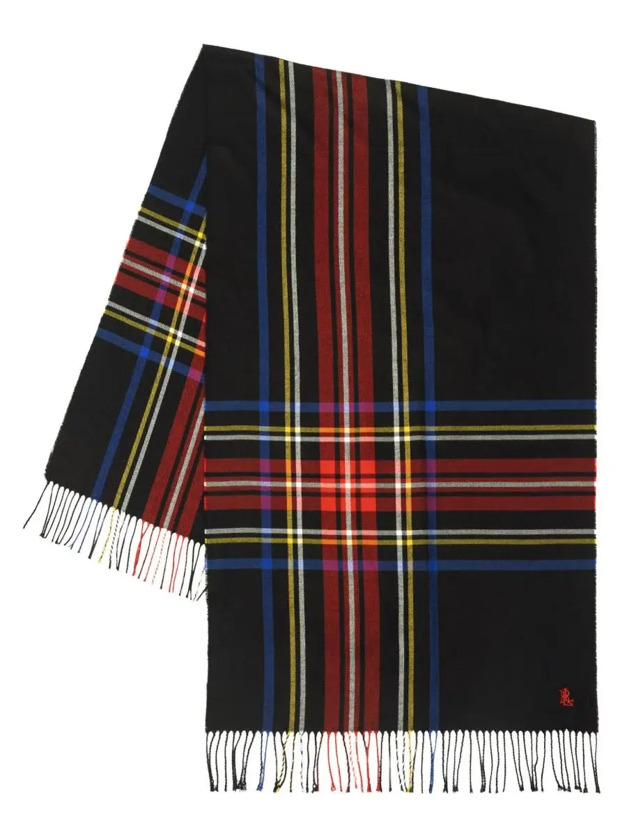 Шарф с принтом Exploded Plaid Merino Lauren Ralph Lauren — изображение 2 из 8, черный