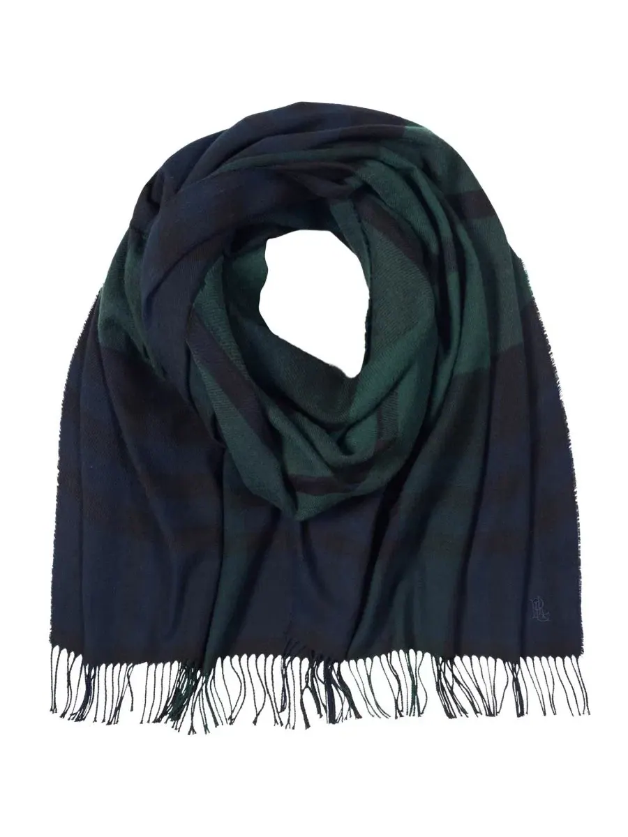 Шарф с принтом Exploded Plaid Merino Lauren Ralph Lauren — изображение 8 из 8, черный