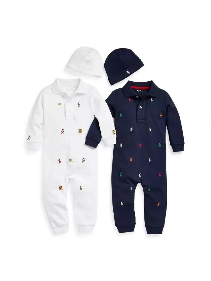 Складная шапочка из хлопкового трикотажа для маленьких мальчиков Polo Ralph Lauren — изображение 2 из 3, темно-синий