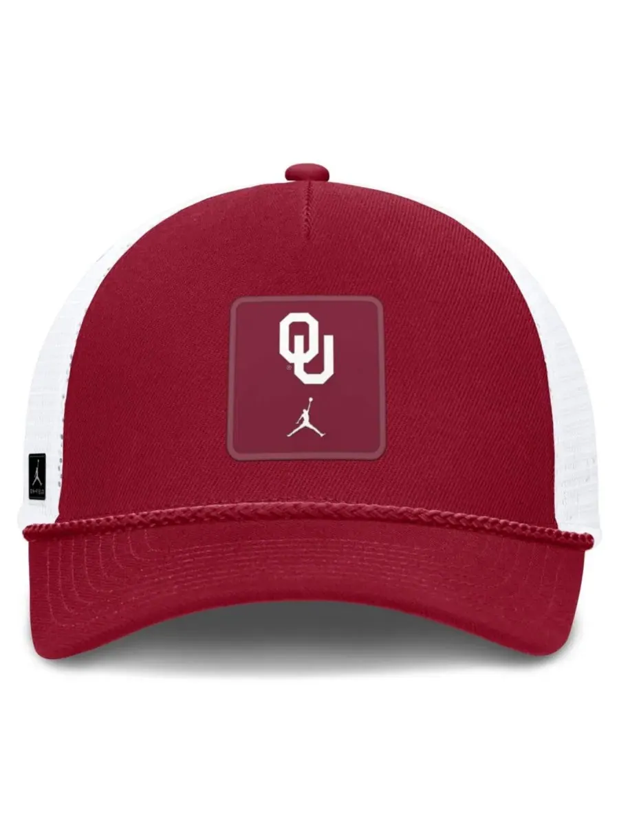 Кепка-тракер с веревочным декором Oklahoma Sooners 2026 On-Field Gameday Rope Trucker Jordan — изображение 2 из 4, белый