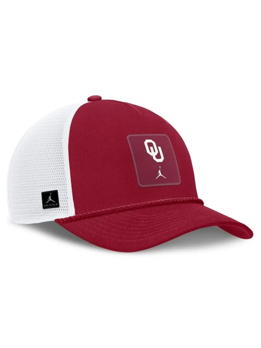 Кепка-тракер с веревочным декором Oklahoma Sooners 2026 On-Field Gameday Rope Trucker Jordan — изображение 3 из 4, белый