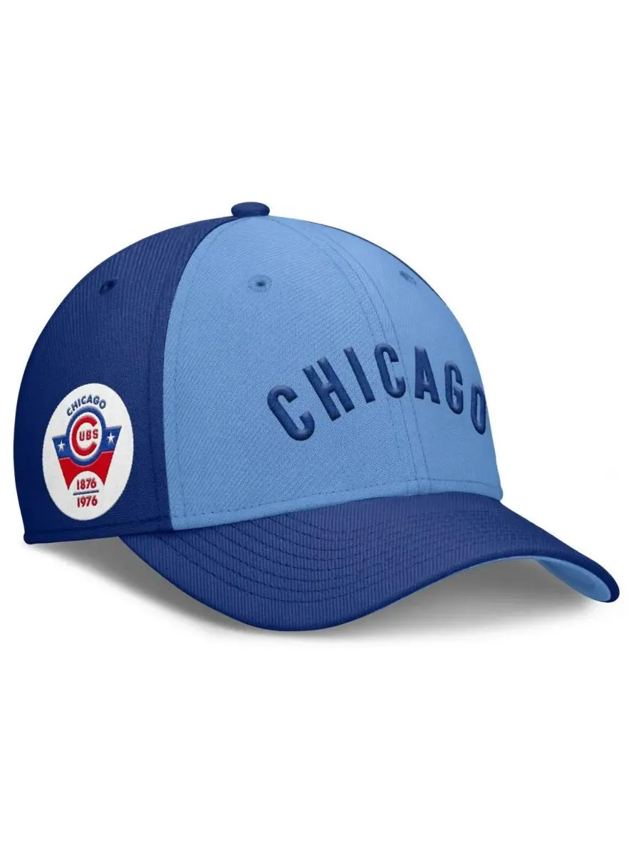 Nike Мужская бейсболка Chicago Cubs Rise Swoosh Performance Flex королевского синего/светло-синего