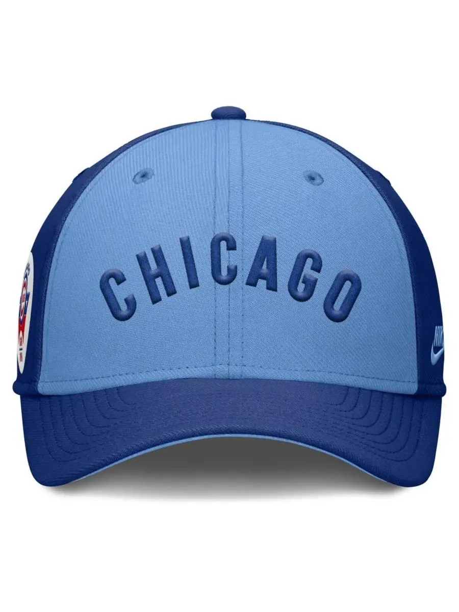 Nike Мужская бейсболка Chicago Cubs Rise Swoosh Performance Flex королевского синего/светло-синего — изображение 2 из 4