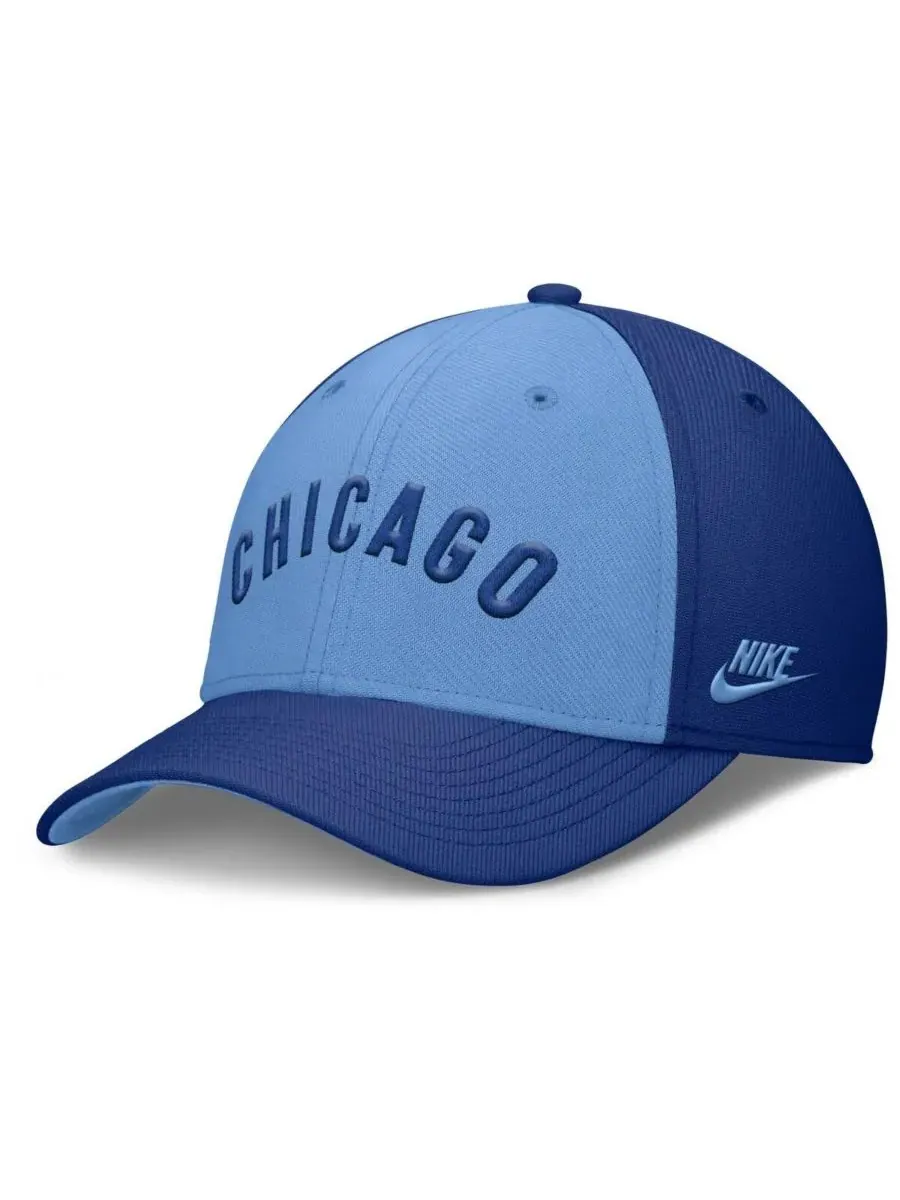 Nike Мужская бейсболка Chicago Cubs Rise Swoosh Performance Flex королевского синего/светло-синего — изображение 3 из 4