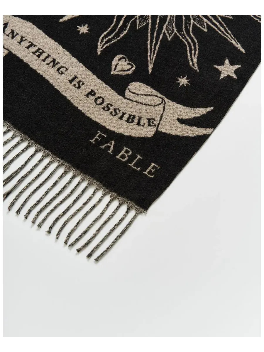 Шарф с жаккардовым узором Freya Celestial Jacquard Fable England — изображение 4 из 4, черный