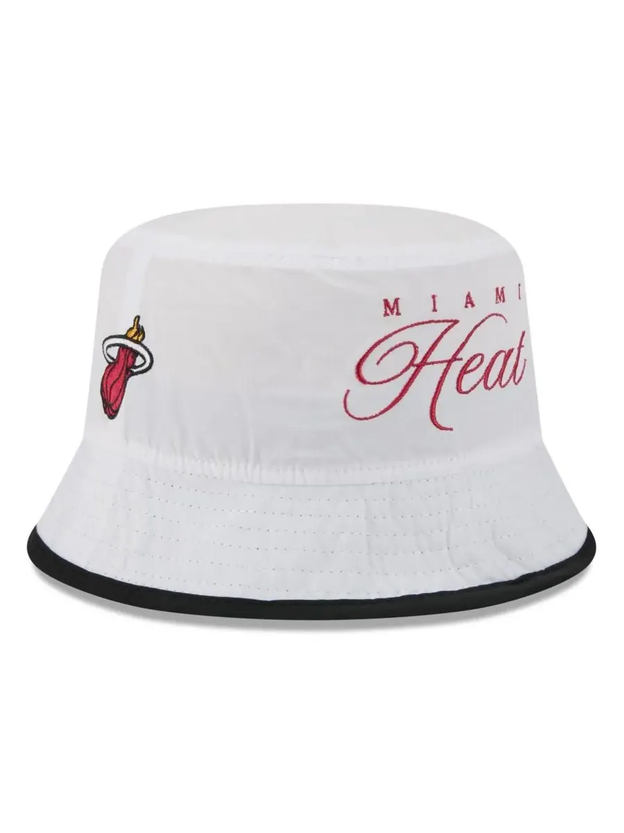 New Era Мужская нейлоновая панама белого/черного цвета с символикой команды Miami Heat на драфте
