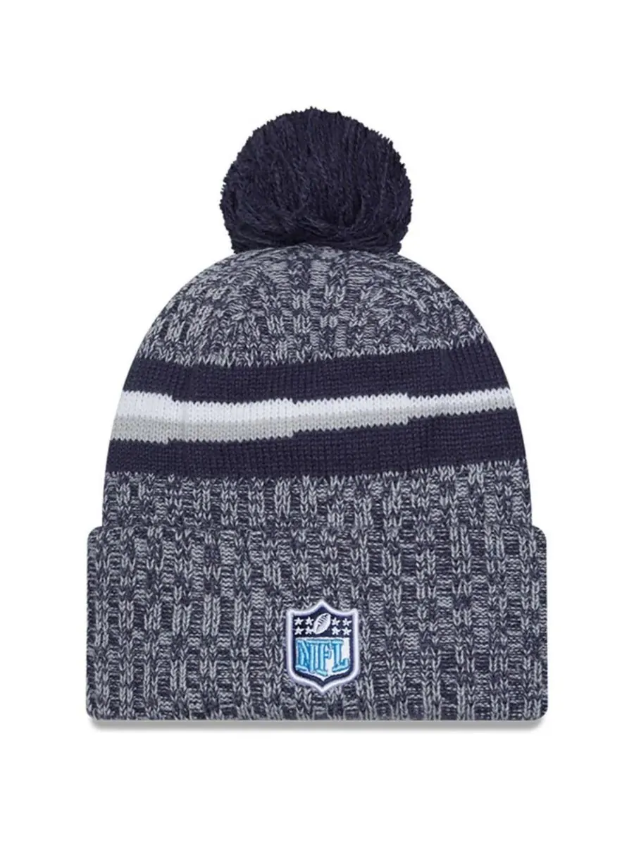 New Era Мужская вязаная шапка темно-синего цвета с помпоном Tennessee Titans 2023 Sideline Pom и — изображение 2 из 2