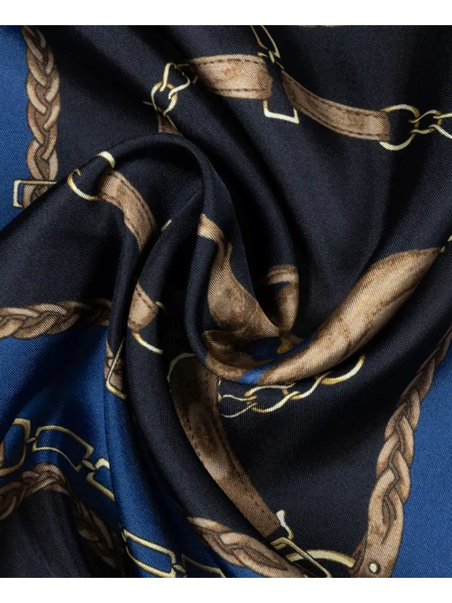 Шелковый платок с принтом Equestrian Small Square Scarf Lauren Ralph Lauren — изображение 3 из 4, темно-синий