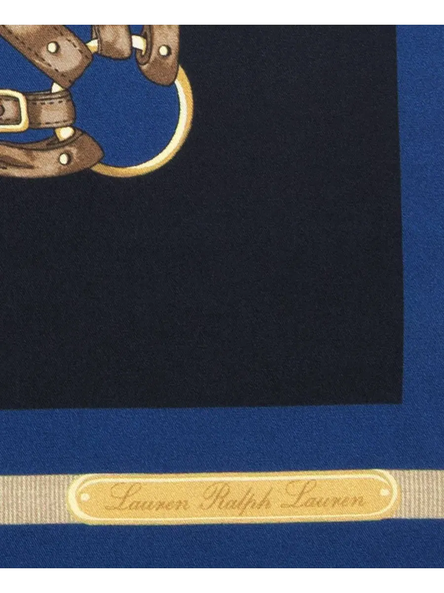 Шелковый платок с принтом Equestrian Small Square Scarf Lauren Ralph Lauren — изображение 4 из 4, темно-синий