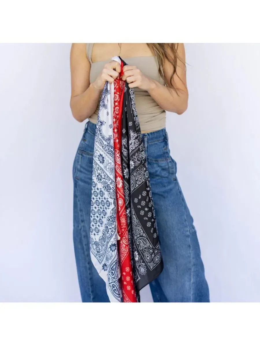 Шелковый платок с принтом Paisley Satin Headscarf Headbands of Hope — изображение 11 из 11, белый