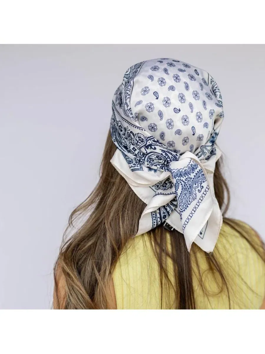Шелковый платок с принтом Paisley Satin Headscarf Headbands of Hope — изображение 4 из 11, белый