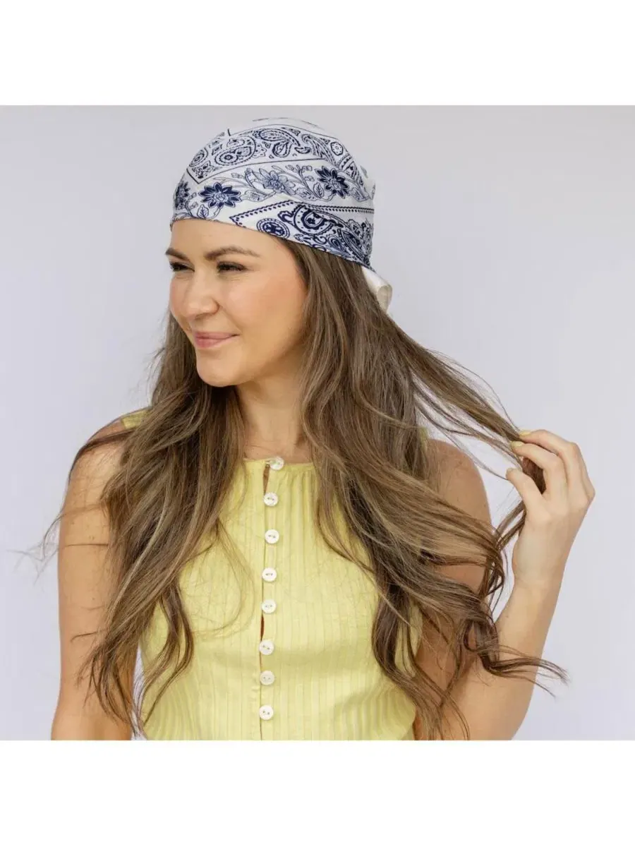 Шелковый платок с принтом Paisley Satin Headscarf Headbands of Hope — изображение 7 из 11, белый