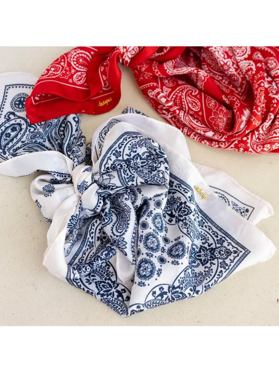 Шелковый платок с принтом Paisley Satin Headscarf Headbands of Hope — изображение 10 из 11, белый