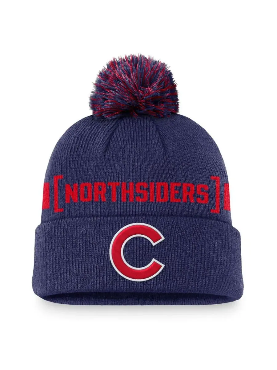 Мужская вязаная шапка Royal Chicago Cubs Hometown Peak с отворотом и помпоном Nike