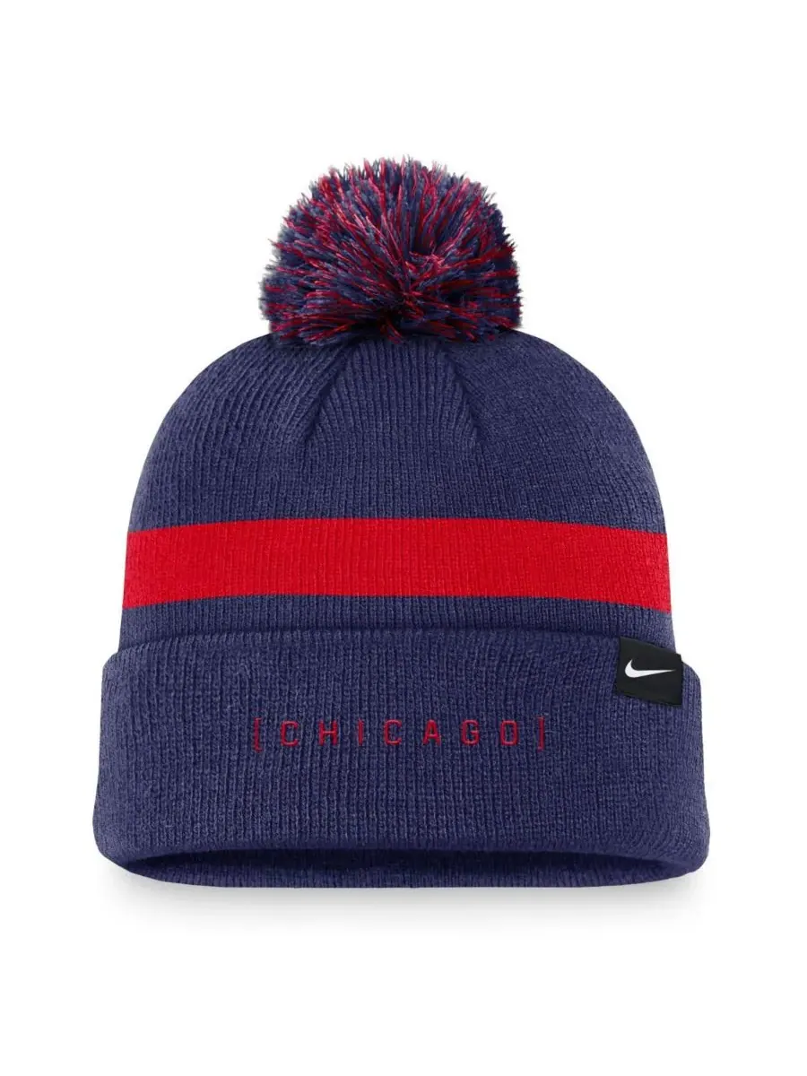 Мужская вязаная шапка Royal Chicago Cubs Hometown Peak с отворотом и помпоном Nike — изображение 2 из 2, королевский
