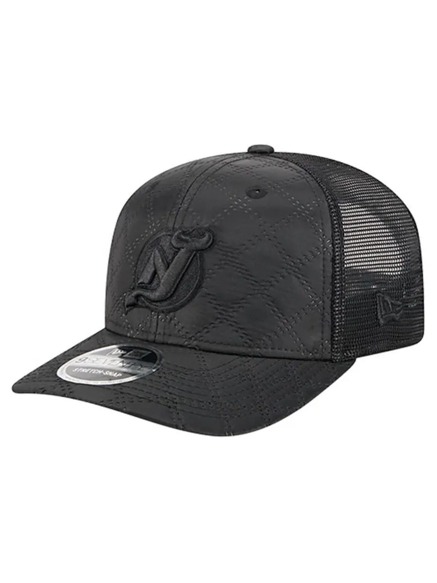 New Era Мужская черная стеганая нейлоновая кепка-тракер New Jersey Devils 9SEVENTY с регулируемым