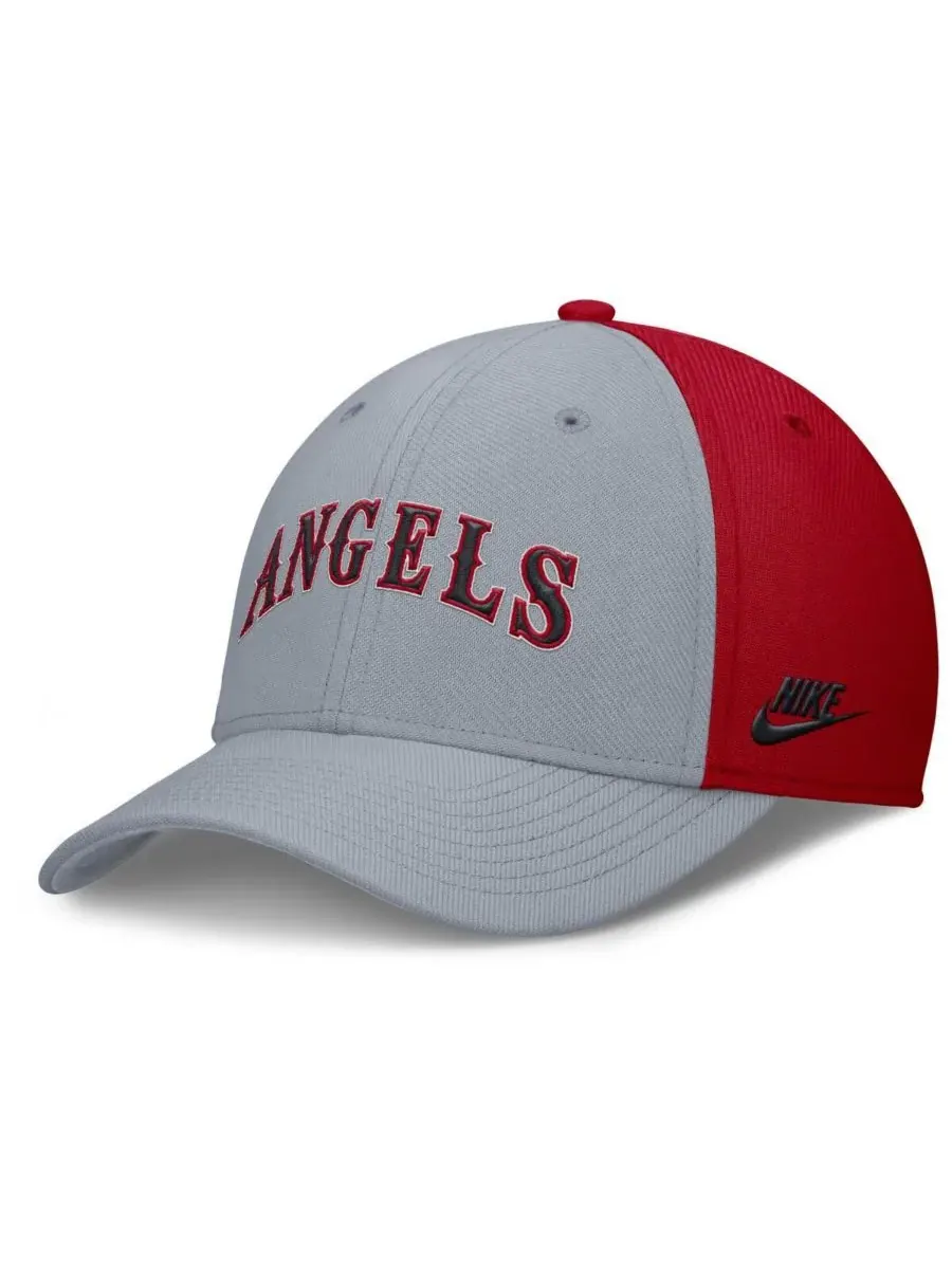 Nike Мужская серо-красная кепка California Angels Rise Swoosh Performance Flex