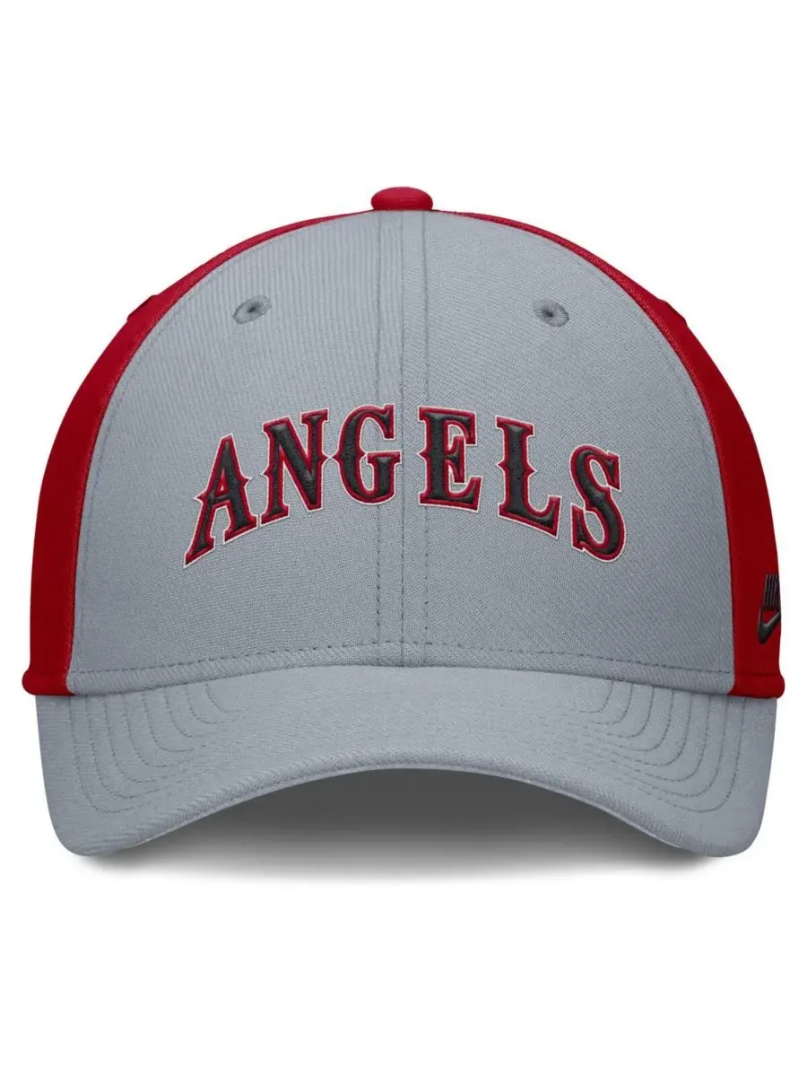 Nike Мужская серо-красная кепка California Angels Rise Swoosh Performance Flex — изображение 2 из 4, серый красный