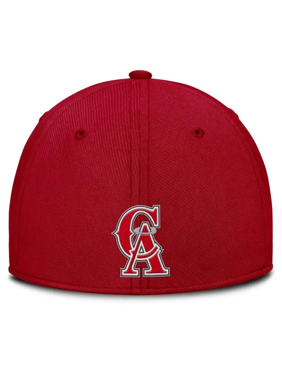 Nike Мужская серо-красная кепка California Angels Rise Swoosh Performance Flex — изображение 4 из 4, серый красный