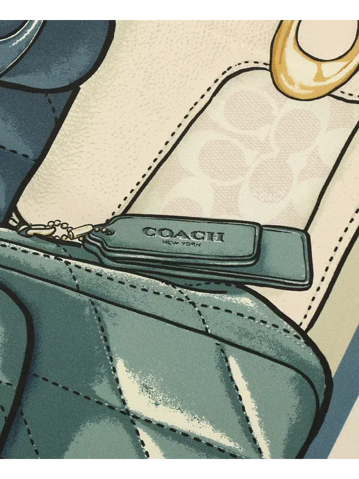 Шелковый квадратный платок с принтом Stacked Tabby COACH — изображение 7 из 9, мульти