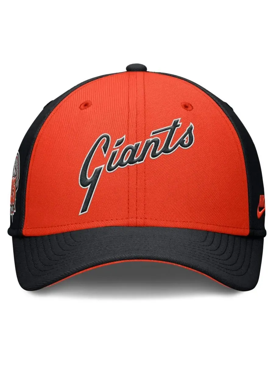 Nike Мужская кепка San Francisco Giants Rise Swoosh Performance Flex — изображение 3 из 4, черный оранжевый
