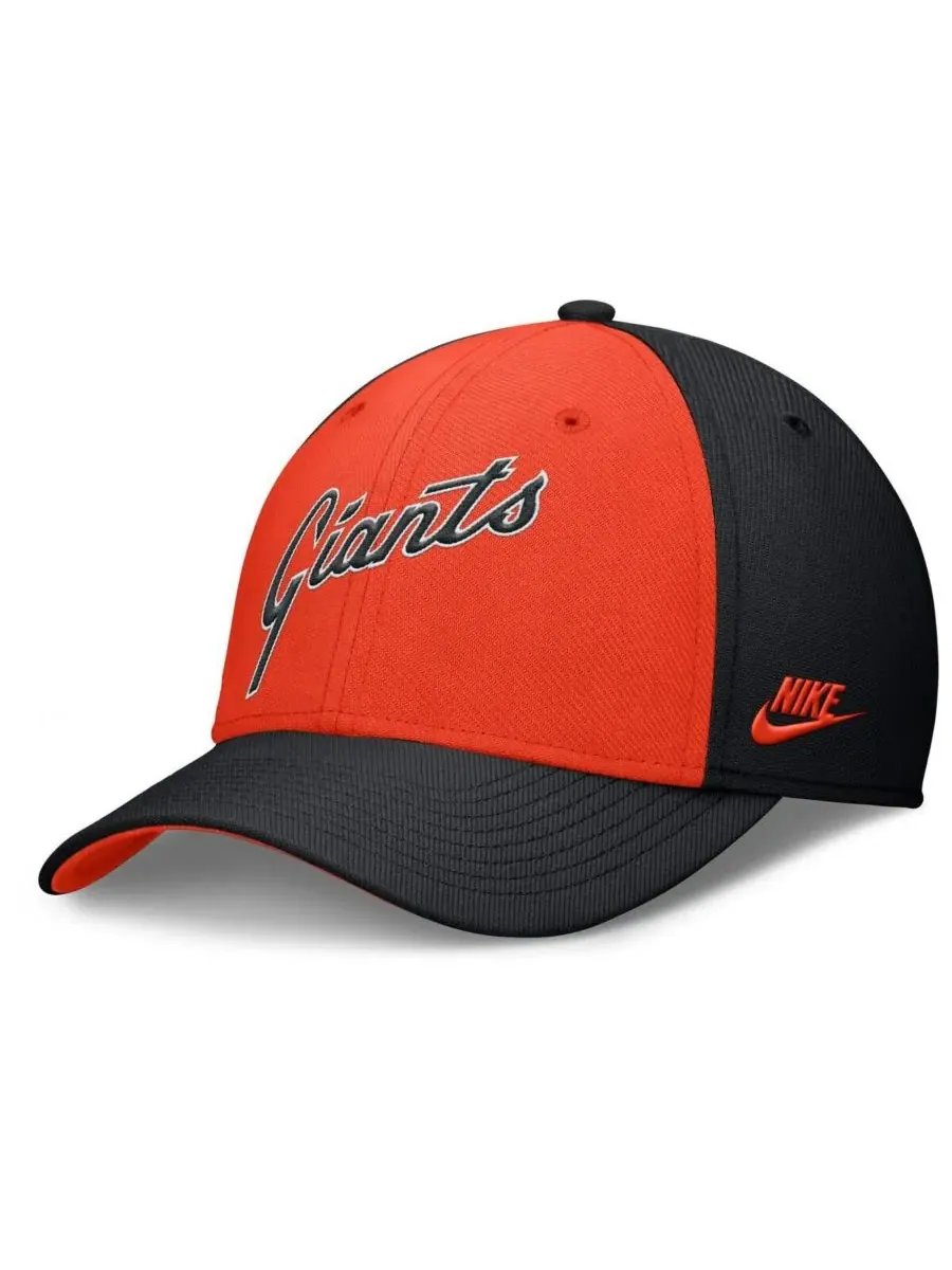 Nike Мужская кепка San Francisco Giants Rise Swoosh Performance Flex — изображение 4 из 4, черный оранжевый