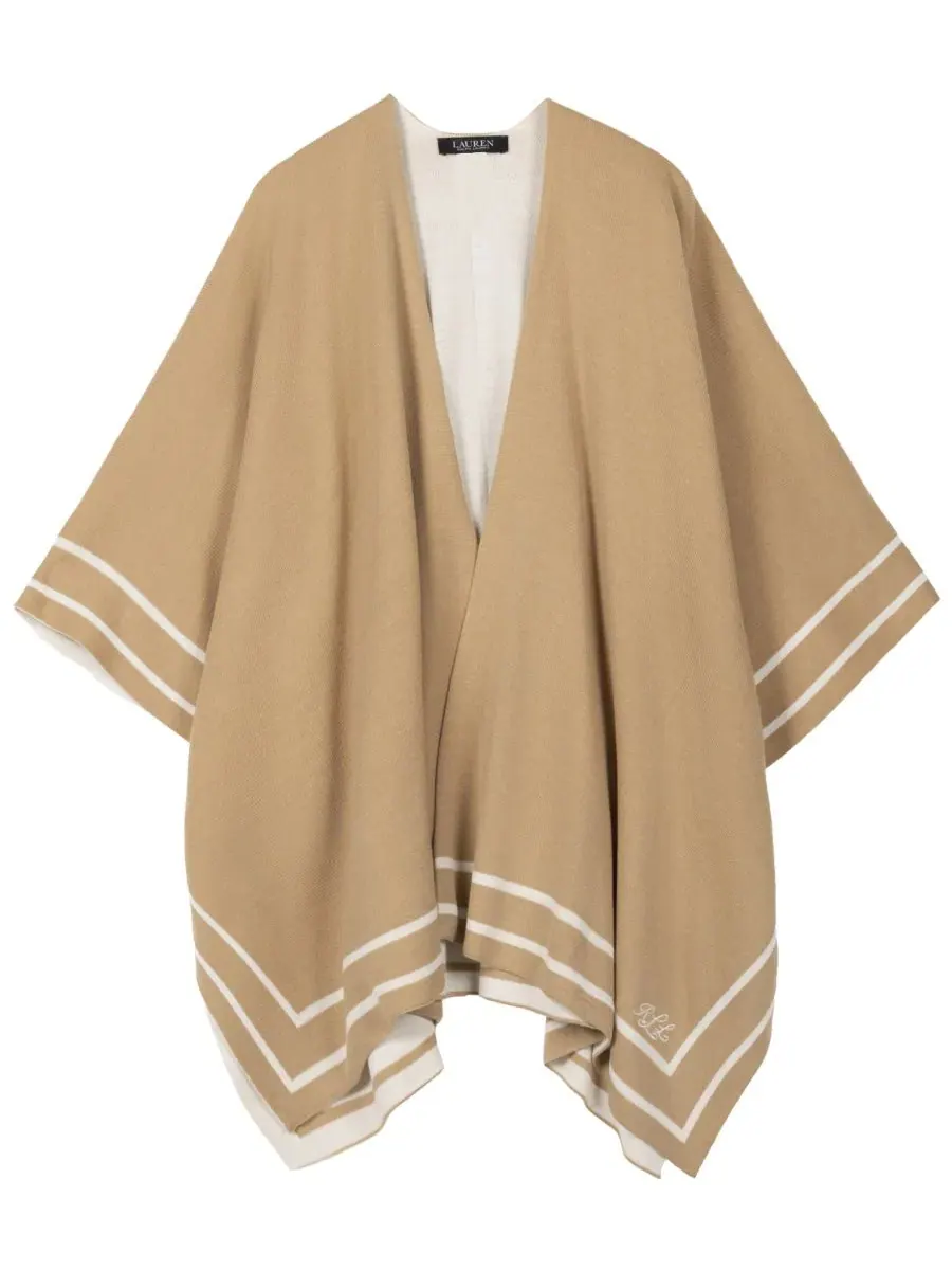 Шаль-плед с каймой, двусторонняя, 107x152 см, Reversible Border Stripe Lauren Ralph Lauren — изображение 1 из 4, кремовый