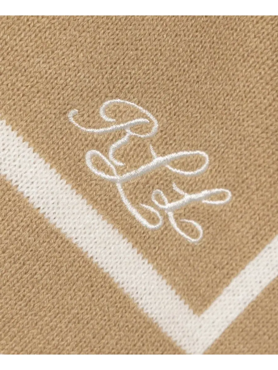 Шаль-плед с каймой, двусторонняя, 107x152 см, Reversible Border Stripe Lauren Ralph Lauren — изображение 3 из 4, кремовый