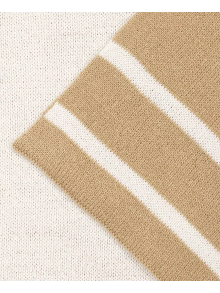 Шаль-плед с каймой, двусторонняя, 107x152 см, Reversible Border Stripe Lauren Ralph Lauren — изображение 4 из 4, кремовый