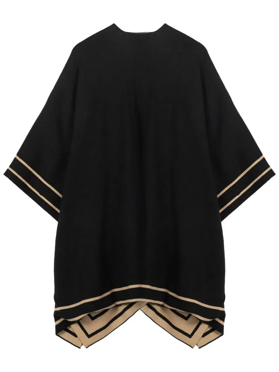 Шаль-накидка Reversible Border Stripe Ruana Lauren Ralph Lauren — изображение 2 из 4, черный